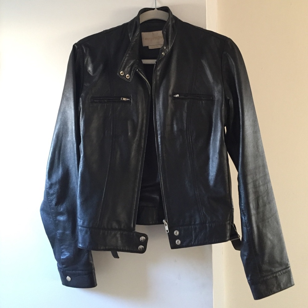 Black leather jacket- Margaret Godfrey sz 8, soft Like New